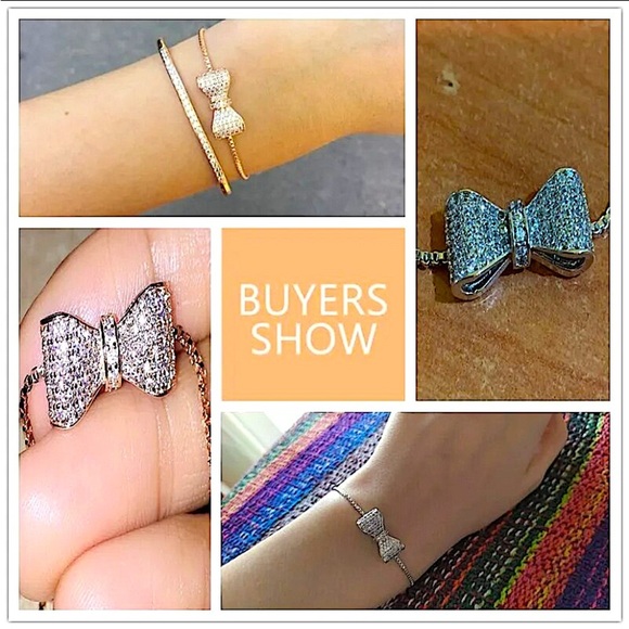 White Gold Plated Bow Knot Bracelet - Picture 6 of 7